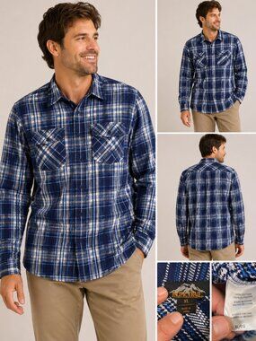 Pacific Trail Blue Plaid Flannel Shirt Jacket | Men’s XL Cotton Button-Up